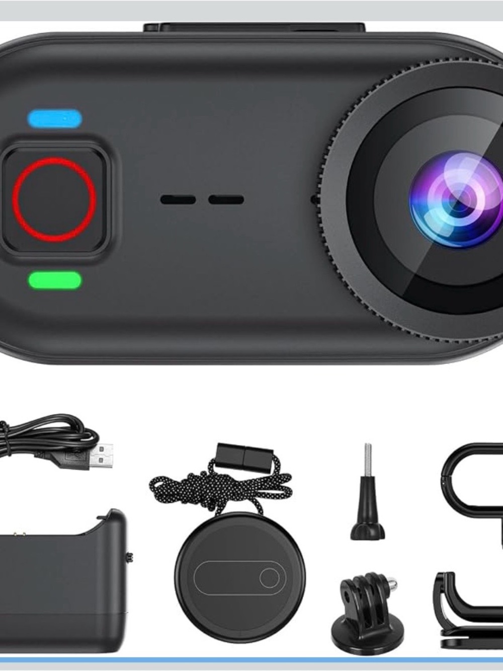 Compact Dash Camera with Wide-Angle Lens - Black